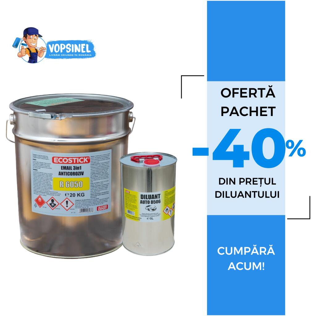 Pachet promotional Vopsea 3in1 antirugina 20kg si Diluant D506 5L